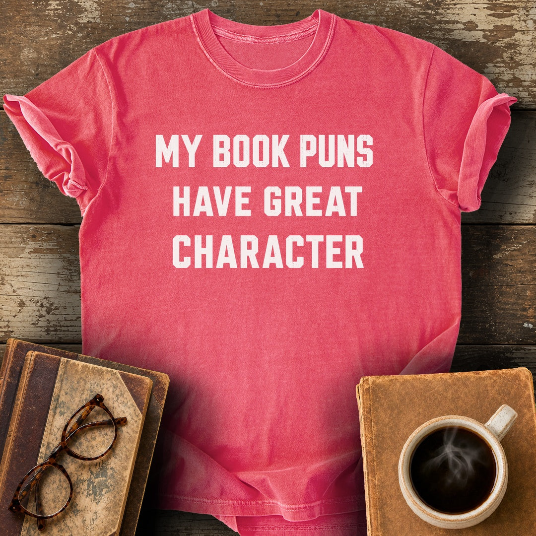 My Book Puns Have Great Character Tee - watermelon shirt mockup